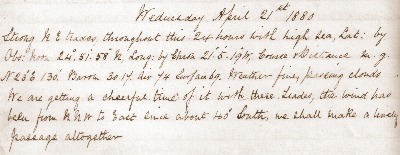 21 April 1880 journal entry